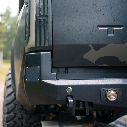 Close up of the construction of the C4 Overland rear bumper for the 2024+ Tacoma.