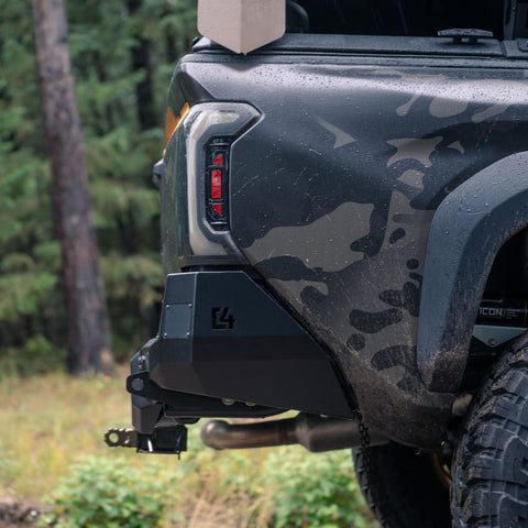 Close-up of the sensor block-off plates included on the Overland rear bumper from C4.