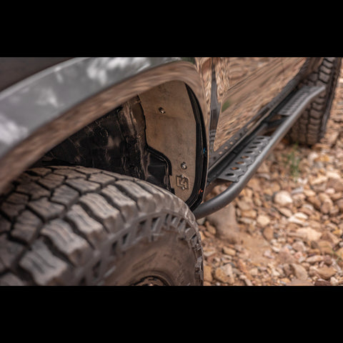 Trimmed fenders and aluminum fender liners.
