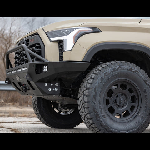 Quartering side view of the Toyota Tundra Overland bumper made by C4 Fabrication for the 3rd Gen Tundra.