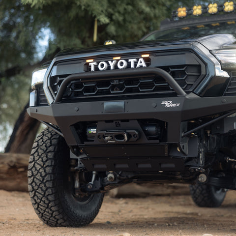 DV8 Xtract winch installed with Tacoma Rock Runner Front Bumper 