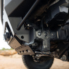 Underside view of Tacoma pickup with 2024+ Tacoma Rock Runner Front Bumper installed