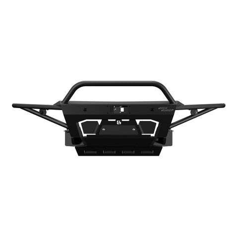 Tacoma Rock Runner Front Bumper shown in powder-coated option with tube sides, with bull bar