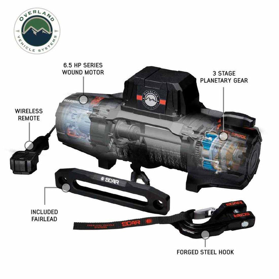 CCC10 タロ SAR SCAR 10S - 10,000 lb Synthetic Rope Winch | C4 Fabrication