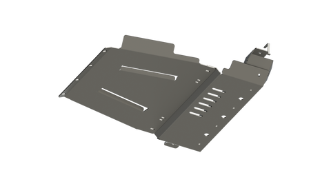 Digital rendering showing the structure and venting on the bottom of the rear skid plate for 4Runners and the GX470.