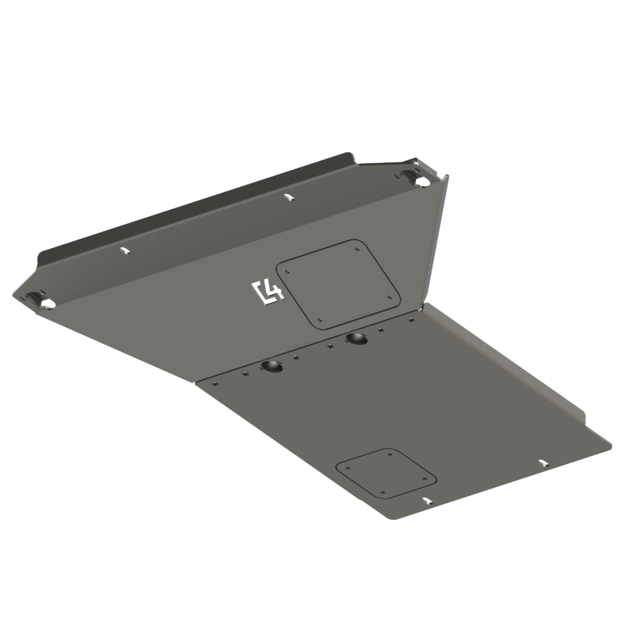 Digital rendering showing the outside appearance of the C4 front skid plate for the Land Cruiser LC250.