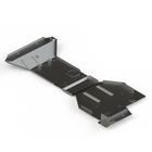 Inside view of a digital rendering of the full skid plate system for the 4th Gen Tacoma Hybrid showing the internal structure and reinforcements.