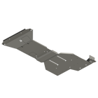 Digital rendering showing the full skid plate kit from C4 for the 2024+ Tacoma Hybrid with the sway bar disconnect system.