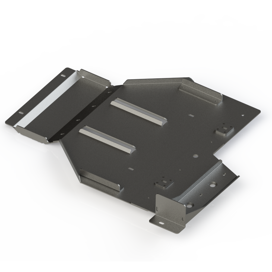 Digital rendering of the C4 rear skid plate for the Land Cruiser LC250 showing the internal structure.