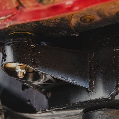 View looking forward at a C4 BMR installed on the frame of a Tacoma.