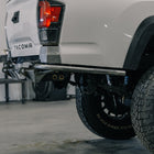 Close-up side view of the C4 Rock Runner High Clearance rear bumper with the single slant tube side wing.