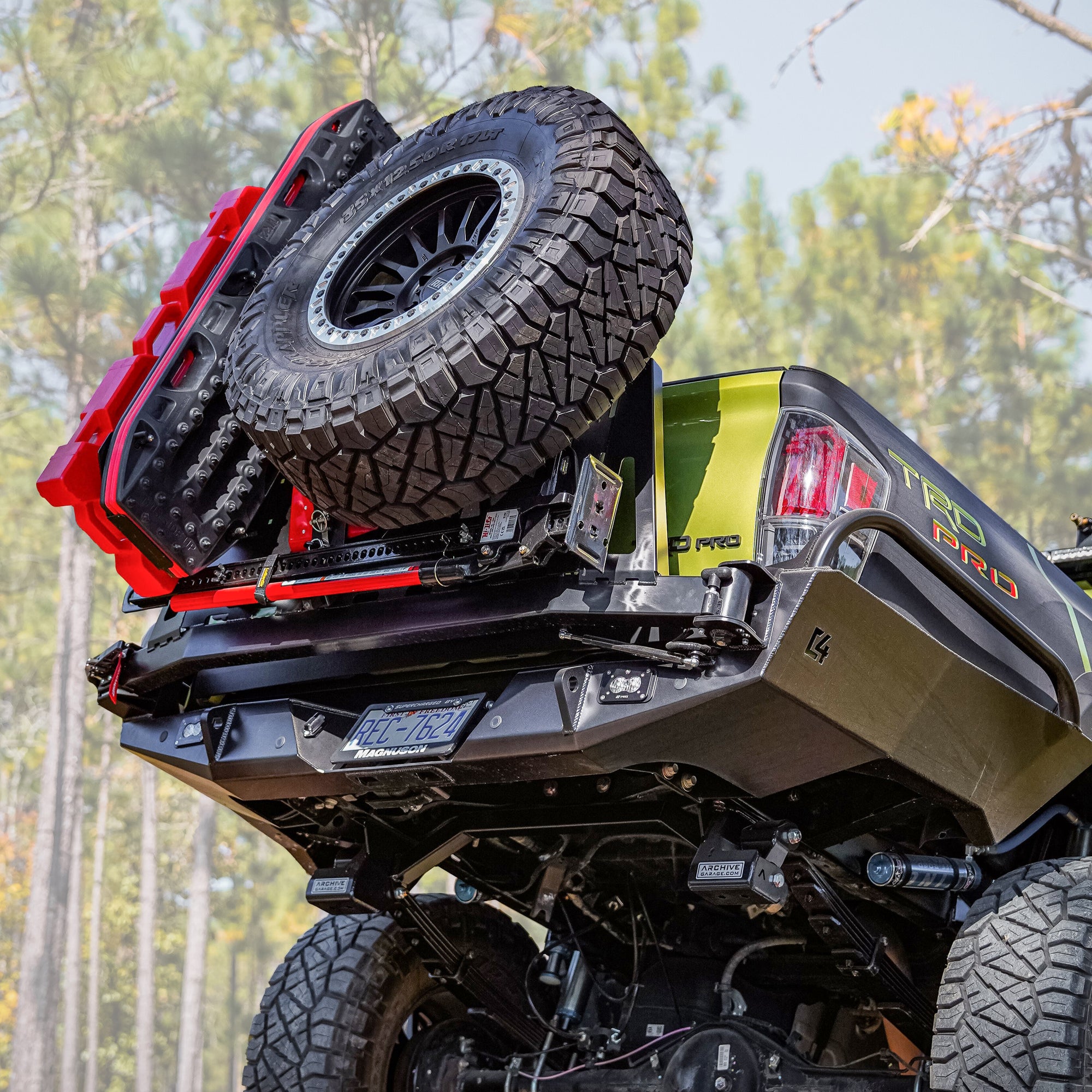 Cover photo for the C4 High Clearance rear bumper for the 3rd Generation Toyota Tacoma with emphasis on the bumper and truck while the background is faded out. 