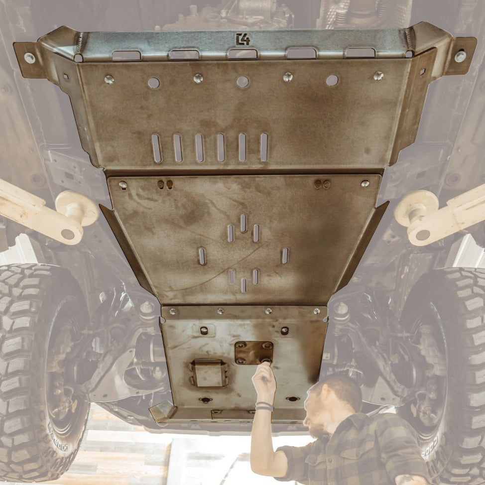 Cover photo of the C4 full skid set for the Toyota 4Runner and GX460 with the background faded out and emphasis on the skid plates.