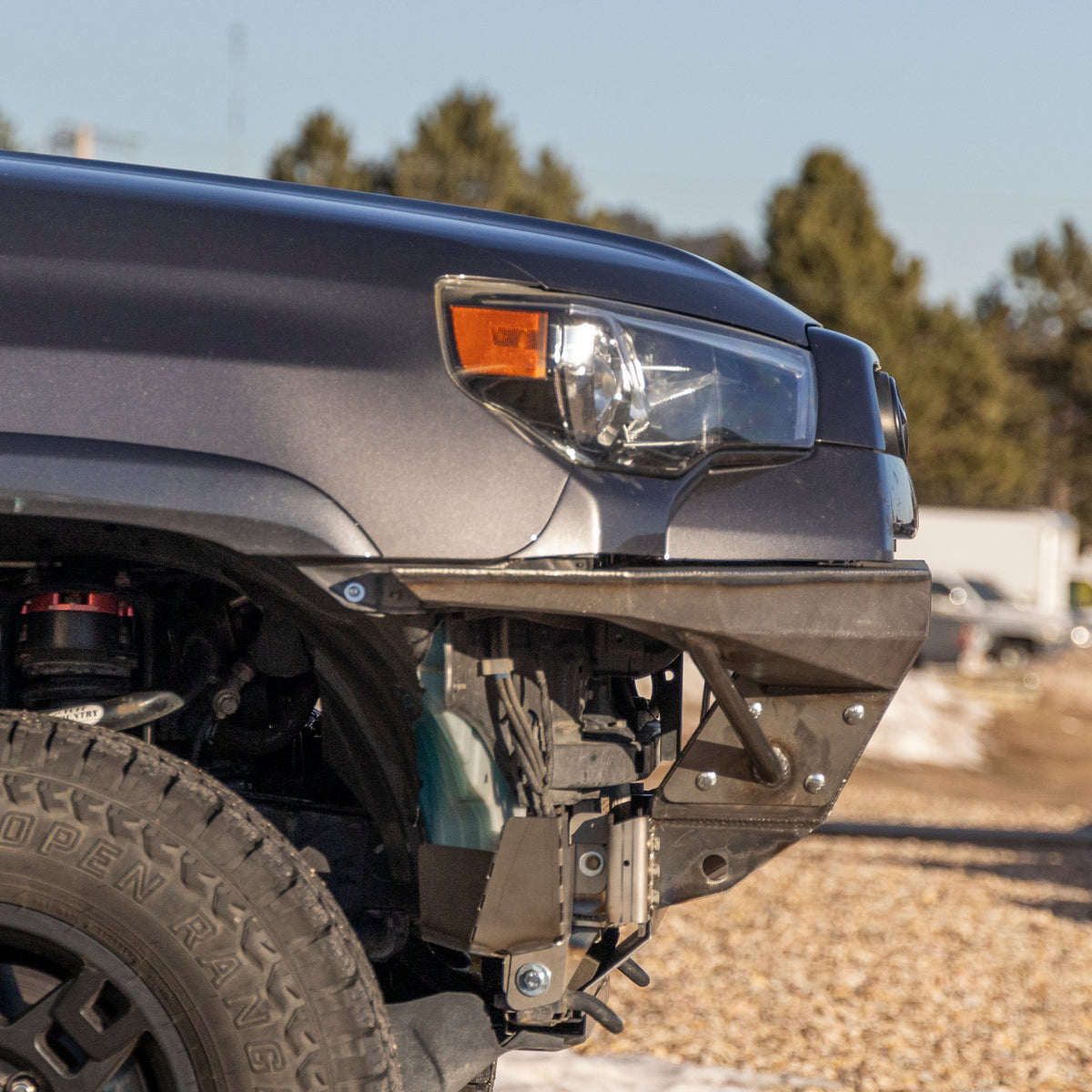 Close up side view of the plate-side variant of the Rock Runner winch bumper for 4Runners.