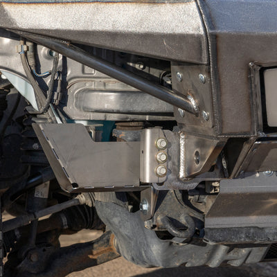 Front close-up view of the 4Runner washer tank skid that is available as an add-on for the Rock Runner bumper from C4 Fabrications.