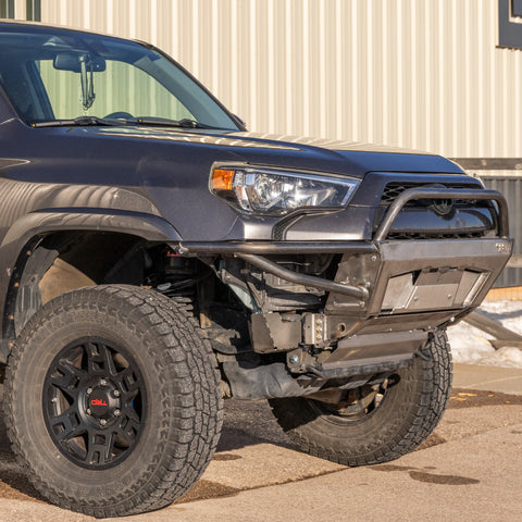 Angled passenger view of the C4 Rock Runner winch bumper for the Toyota 4Runner.