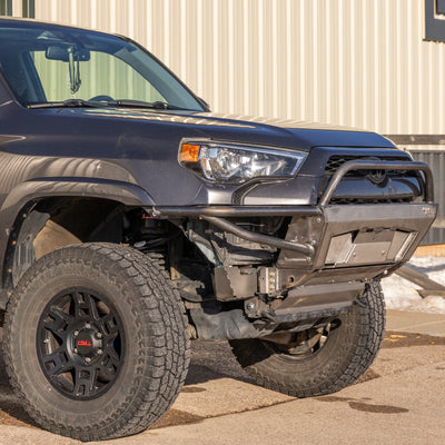 Angled passenger view of the C4 Rock Runner winch bumper for the Toyota 4Runner.