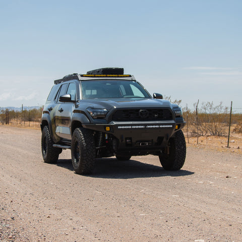 Toyota 4runner with Overland Series Front Bumper for the 6th Gen 4Runner installed while driving on dirt road