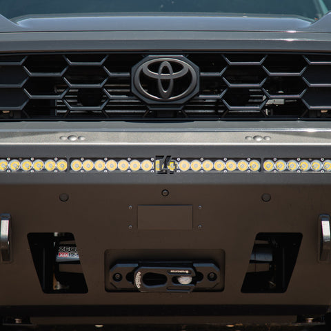 Close up view of installed Overland Series Front Bumper for the 6th Gen 4Runner without running optional bull bar
