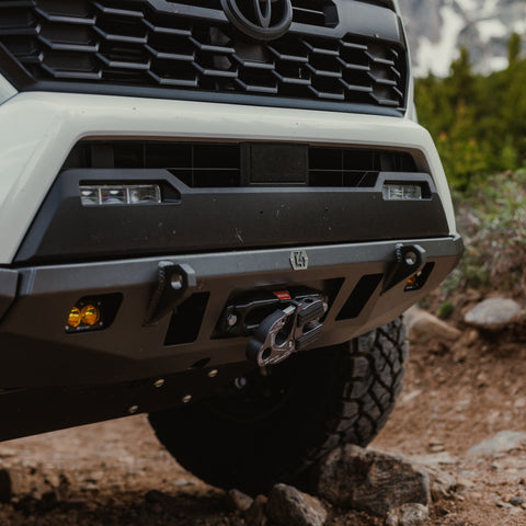 Close-up view of the sleek Lo-Pro winch bumper from C4 Fabrication designed for the 2024+ Tacoma.