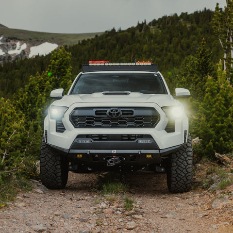Front-on view showing the simple and sleek design of the C4 Lo-Pro front winch bumper.