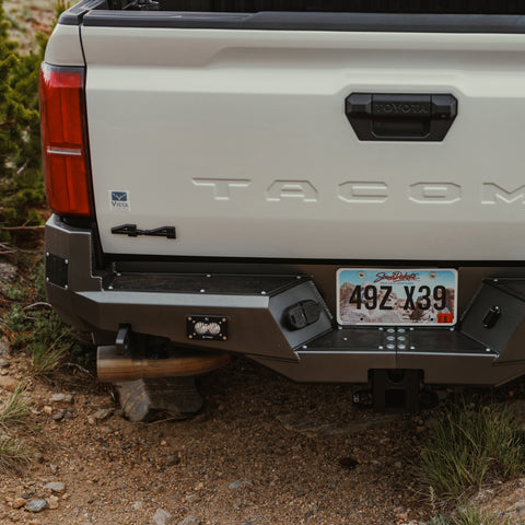 Close up of the construction of the C4 Overland rear bumper for the 2024+ Tacoma.