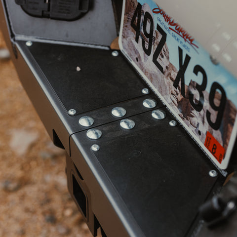 Close-up showing the bolt-together design of the C4 Overland rear bumper for the 2024+ Tacoma.
