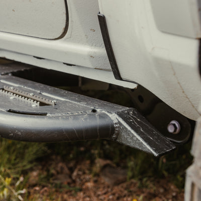 Close-up of the rear cap on the C4 Sliders showing how it is triangulated to match the angle of the bottom contour of the bed.