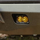 Close-up view of the available accessory Baja Designs S2 Sport lights that can be fitted to the C4 Lo-Pro bumper for the 4th Generation Tacoma.