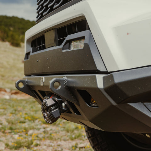 Side view of the C4 Lo-Pro Tacoma bumper showing its integral tow points.