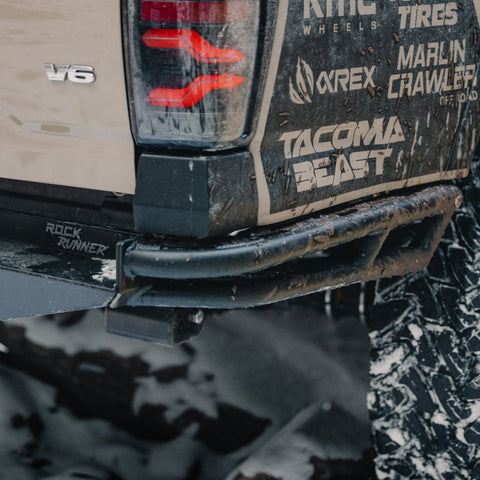 Close-up of the double tube sides on the C4 Rock Runner high clearance bumper.