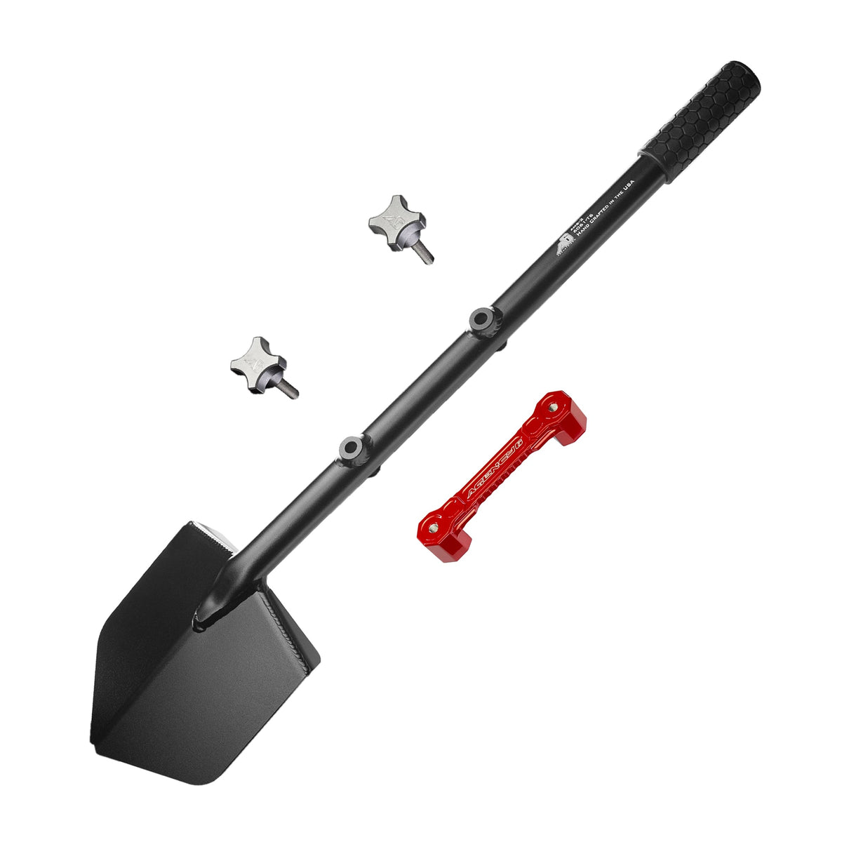 Shovel / Mount Combo - Black LONG Shovel / Red SSM with Knobs