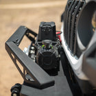 DV8 Xtract 12k Synthetic Rope Winch fits behind light hoop.