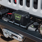 Close up view of installed Xtract 9.5k Synthetic Rope Winch for off roading