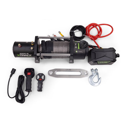 Included components with DV8 Xtract 9.5k Synthetic Rope Winch