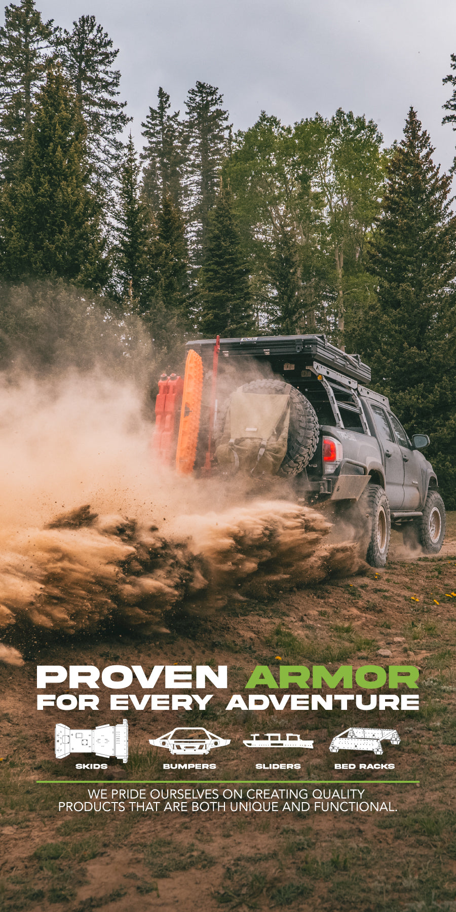 Proven armor for every adventure 3rd gen toyota tacoma from c4 fabrication we pride ourselves on creating quality products that are both unique and functional. skid plates, bumpers, rock sliders, and bed racks all manufactured in the usa steel off-road
