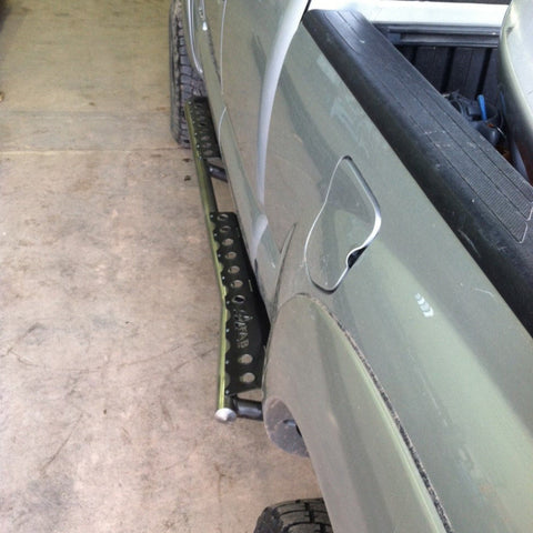 Top-down view of a set of installed but un-finished C4 Sliders for the Tacoma.