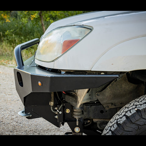 Close-up of the steel plated side wing of the C4 Fabrications Overland front bumper for the 4th Generation 4Runner.