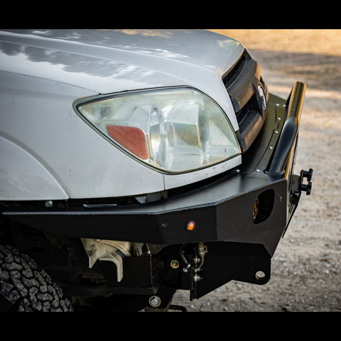 High-angle shot showing the C4 Overland bumper for the 4th Generation 4Runner to include the bolt-on winch top cover plate. 