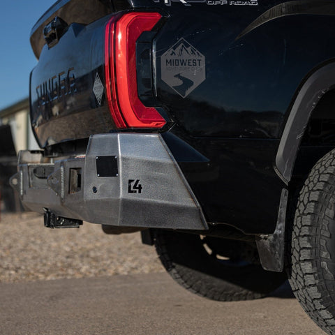 Side profile of the Toyota Tundra Overland bumper from C4 Fabrication, shown in raw, unfinished steel.