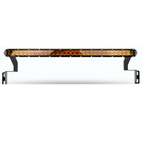 studio image of a 30 inch behind the grille led light bar in amber
