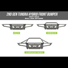 Collection of digital renderings showing the three bull bar variants available for the Hybrid Tundra bumper – no bull bar, mid-height bull bar and full-height bull bar with tube gussets. 