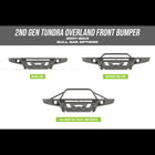 Collection of digital renderings showing the three available bull bar variants for the C4 Overland bumper for Tundras – no bull bar, mid-height bull bar and full-height bull bar with tube gussets. 
