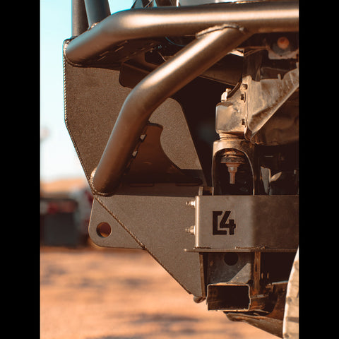 Side view of the C4 Hybrid bumper with frame support brackets.
