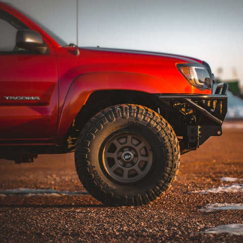 Side view showing the tight fitment of the C4 Hybrid front bumper for 2nd Gen Tacomas.