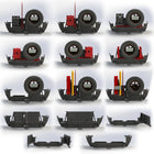 Collection of thirteen digital renderings showing a number of the different configurations that the C4 Fabrications rear bumper for the 5th Generation 4Runner can be set up with.