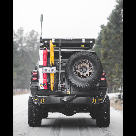 Rear view of a 4Runner equipped with the C4 dual swing-out rear bumper.