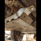 Close-up view of C4's transfer case crossmember and how it attaches to the frame of the 5th Gen 4Runner. 