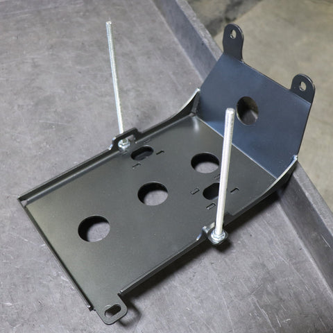 View of the Spare Battery Tray made by C4 showing the structure and battery hold-down bolts.