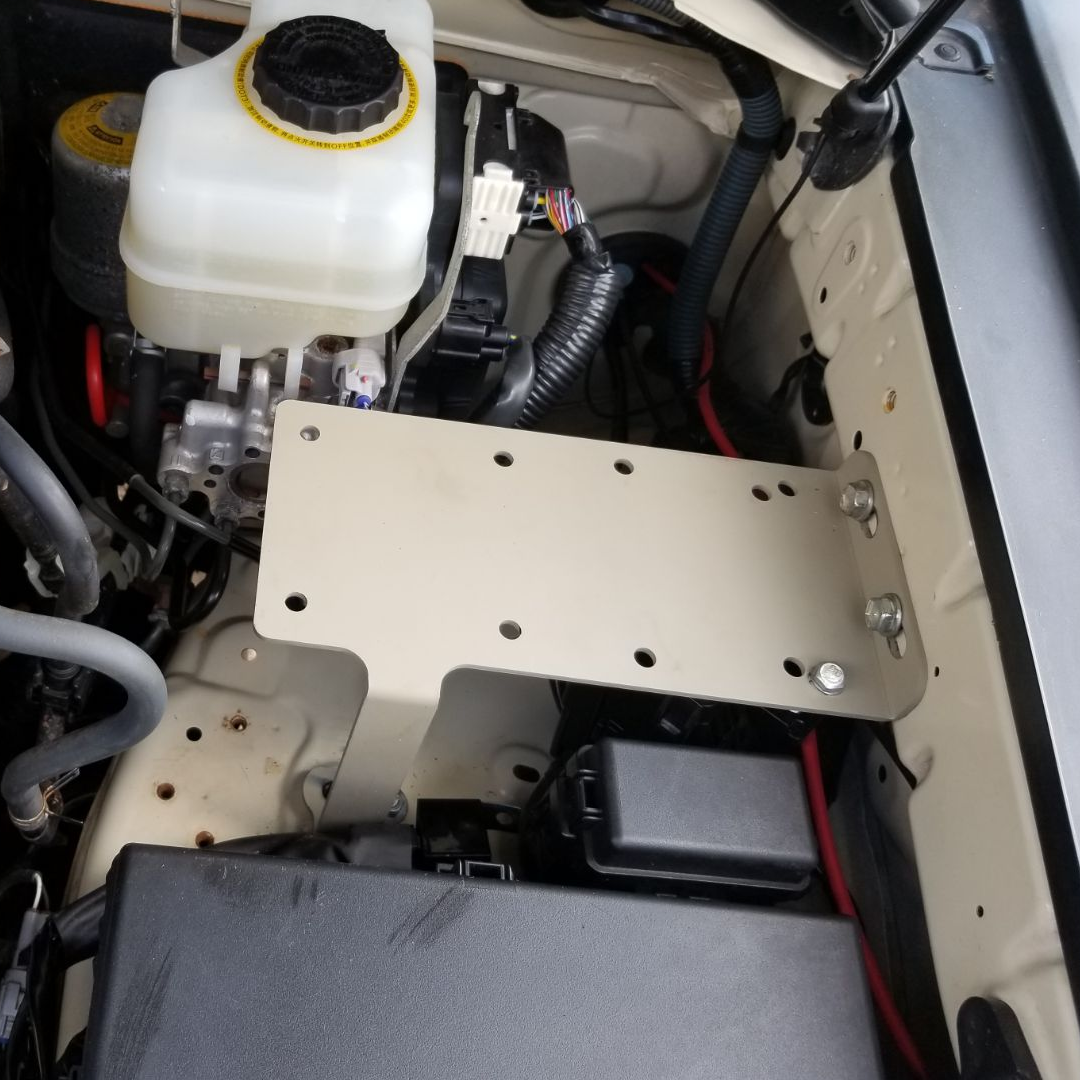 Installed C4 engine bay accessory tray for 5th Gen 4Runner